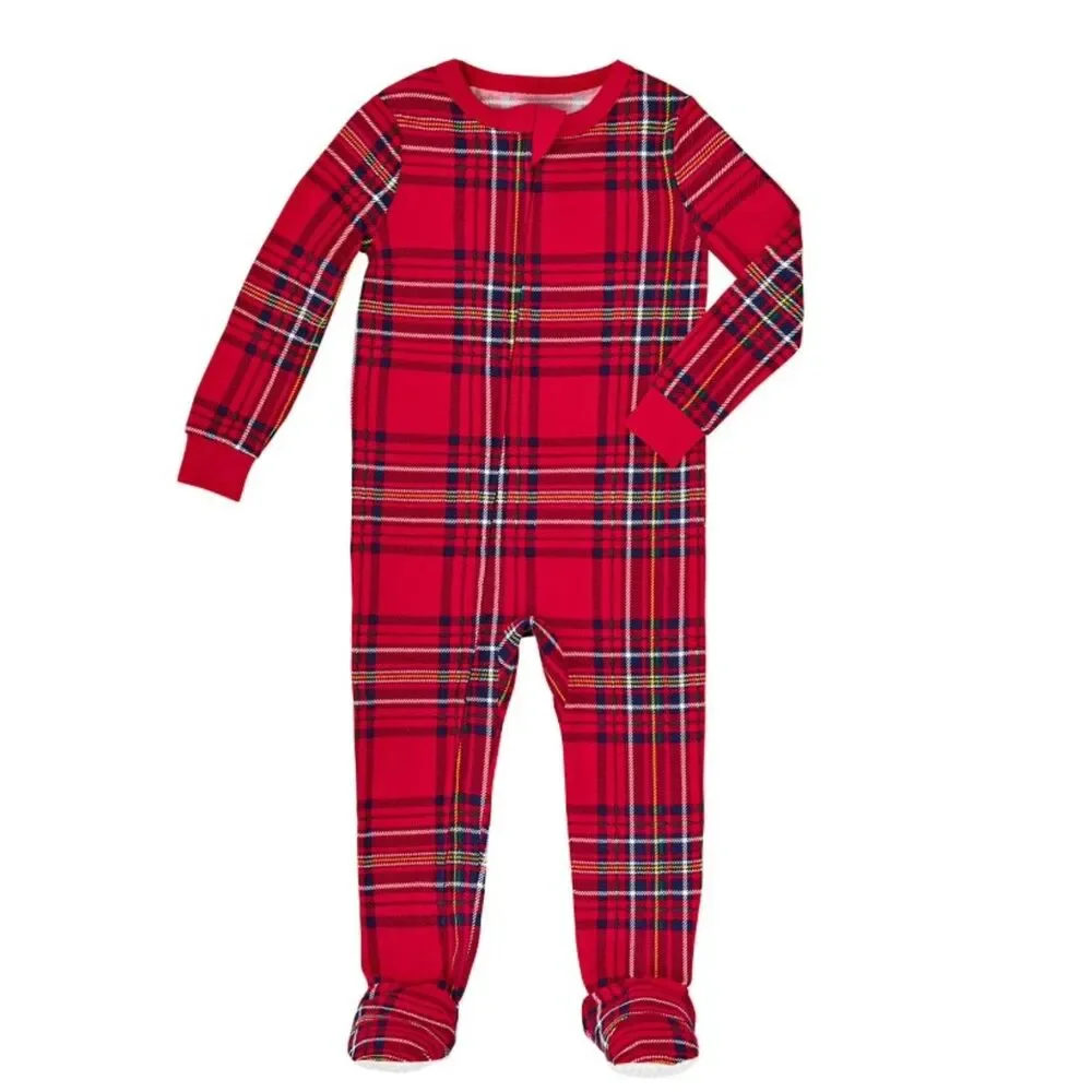 NEW Unisex Red Plaid Sz 18 Months Footed Snug Fitting Christmas Holiday Sleeper